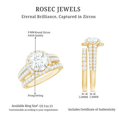 Cubic Zirconia Bridal Ring Set with Stackable Band