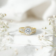Cubic Zirconia Bridal Ring Set with Stackable Band