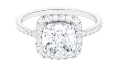 4.25 CT Cushion Cut Zircon Engagement Ring with Halo