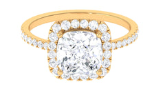4.25 CT Cushion Cut Zircon Engagement Ring with Halo
