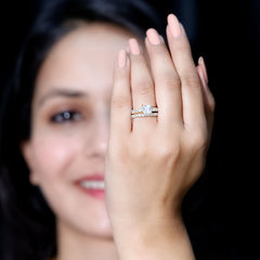 Princess Cut Zircon Wedding Ring Set with Enhancer Band