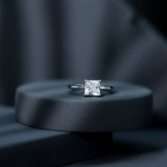 Princess Cut Zircon Solitaire Ring in Prong Setting