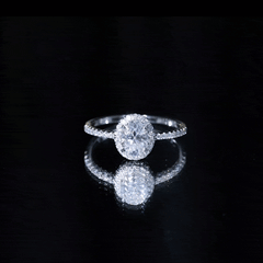 Oval Zircon Halo Engagement Ring