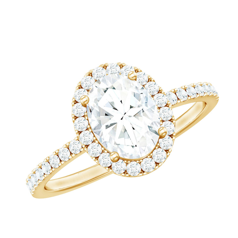Oval Zircon Halo Engagement Ring