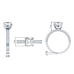 Asscher Cut Zircon Solitaire Engagement Ring