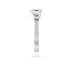 Asscher Cut Zircon Solitaire Engagement Ring