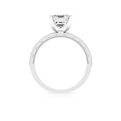 Asscher Cut Zircon Solitaire Engagement Ring