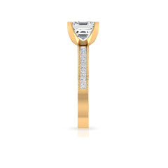 Asscher Cut Zircon Solitaire Engagement Ring