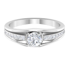 Cubic Zirconia Solitaire Band Ring