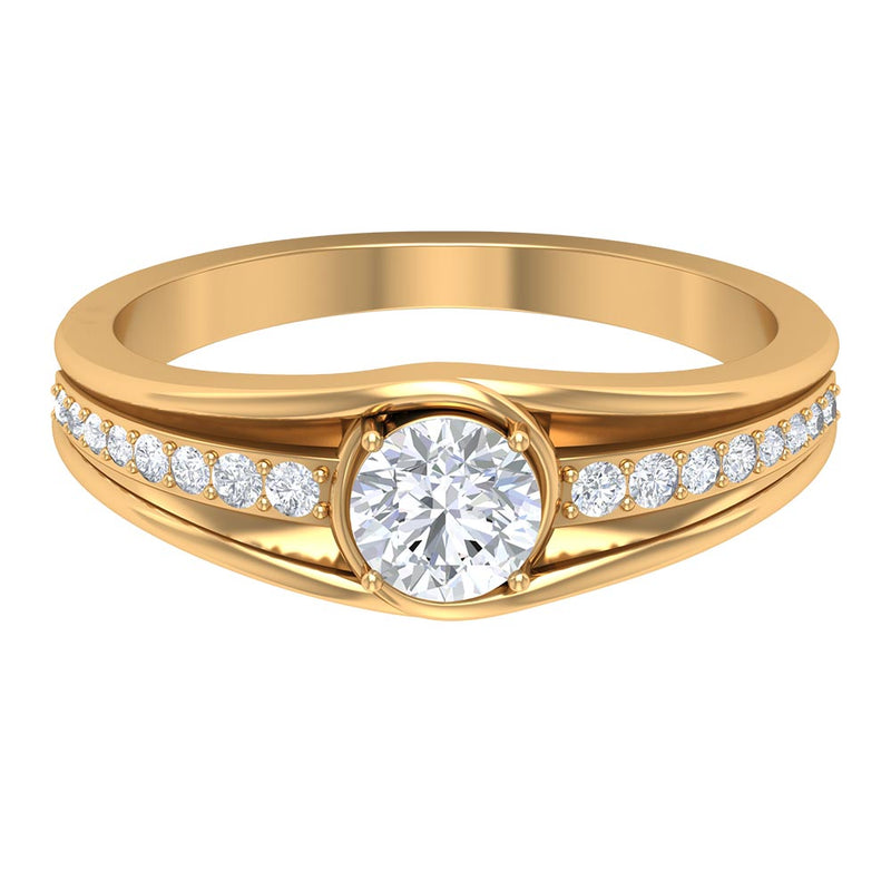 Cubic Zirconia Solitaire Band Ring