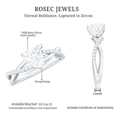 Zircon Crossover Solitaire Engagement Ring