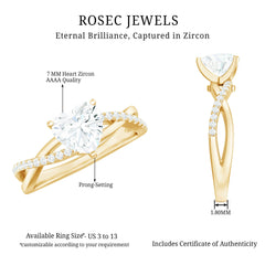 Zircon Crossover Solitaire Engagement Ring