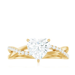 Zircon Crossover Solitaire Engagement Ring