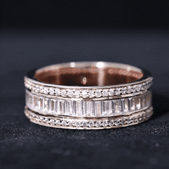 Baguette Cut Cubic Zirconia Wide Wedding Band