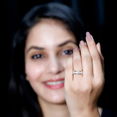 Baguette Cut Zircon Eternity Anniversary Band Ring