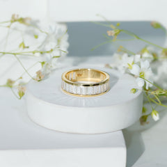 Baguette Cut Zircon Eternity Anniversary Band Ring