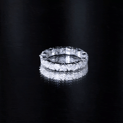 Claw Set Cubic Zirconia Heart Eternity Band Ring in Gold