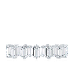 Baguette Cut Cubic Zirconia Uneven Eternity Band Ring