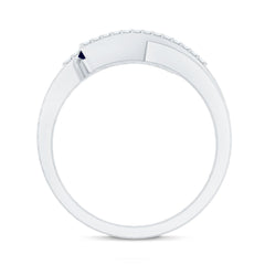 0.50 CT Blue Sapphire Three Stone Bypass Ring with Diamond Accent