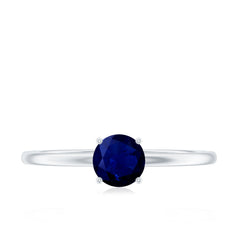 3/4 CT Round Cut Blue Sapphire Solitaire Simple Ring