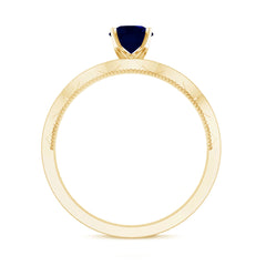 Blue Sapphire Solitaire Engagement Ring with Diamond Side Stones