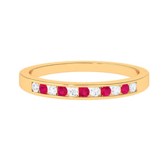 Minimal Ruby Diamond Ring in Channel Set