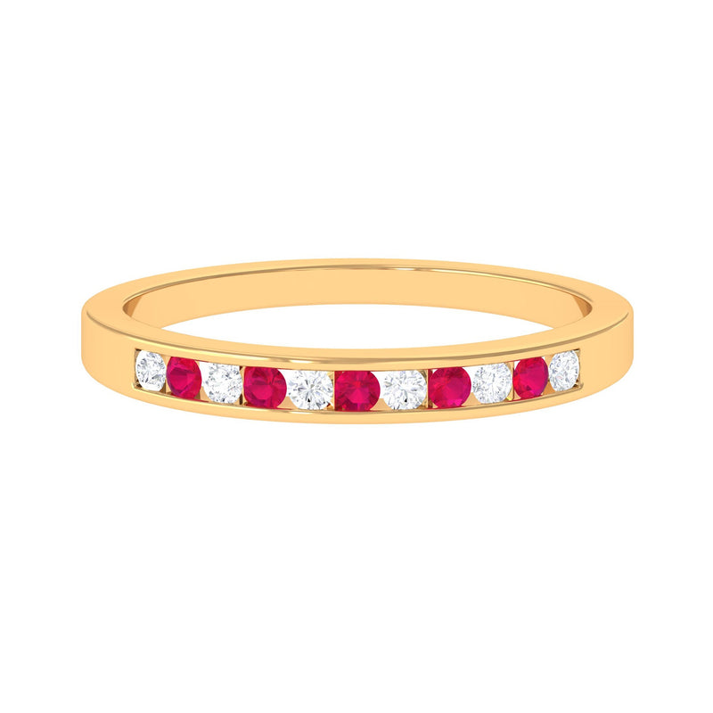 Minimal Ruby Diamond Ring in Channel Set