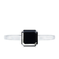 Princess Cut Black Onyx Solitaire Engagement Ring for Her