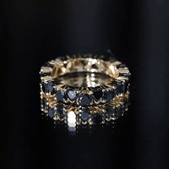 Heart Shaped Black Onyx Eternity Wedding Band