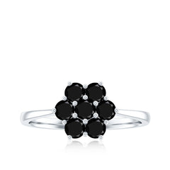 Genuine Black Onyx Flower Engagement Ring With Certificate