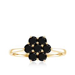 Genuine Black Onyx Flower Engagement Ring With Certificate