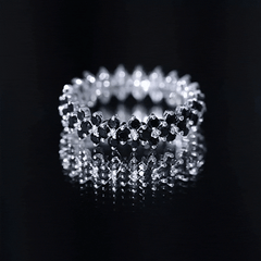 Round Cut Black Onyx Cluster Wedding Band for Women