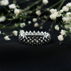 Round Cut Black Onyx Cluster Wedding Band for Women