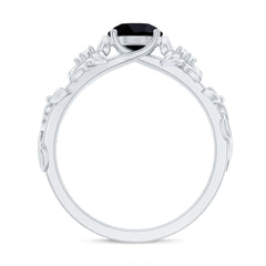 Nature Inspired Black Onyx and Diamond Engagement Ring
