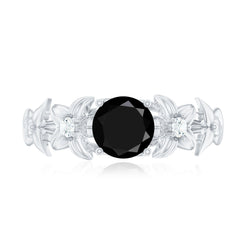 Nature Inspired Black Onyx and Diamond Engagement Ring