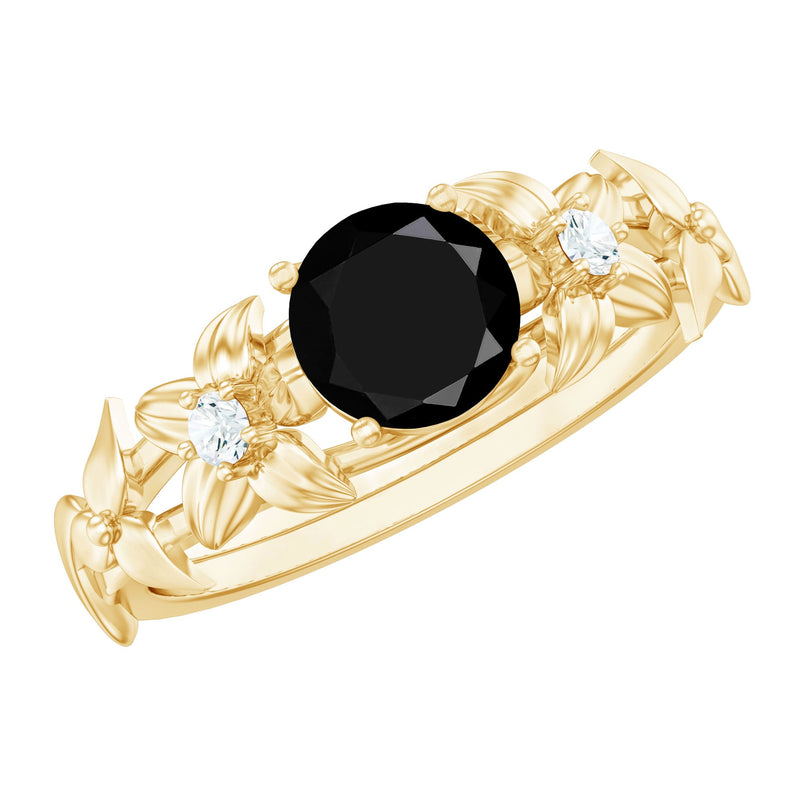 Nature Inspired Black Onyx and Diamond Engagement Ring