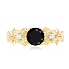 Nature Inspired Black Onyx and Diamond Engagement Ring