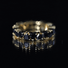 Claw Set Heart Shape Black Spinel Eternity Band Ring