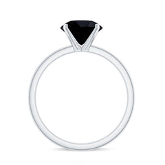 Certified Real 2.5 Carat Black Spinel Solitaire Engagement Ring