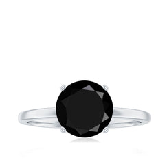 Certified Real 2.5 Carat Black Spinel Solitaire Engagement Ring