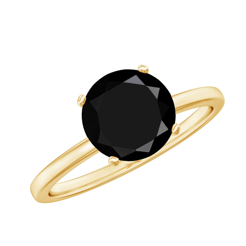 Certified Real 2.5 Carat Black Spinel Solitaire Engagement Ring
