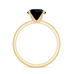 Certified Real 2.5 Carat Black Spinel Solitaire Engagement Ring