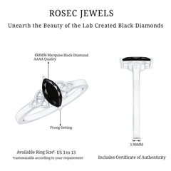 Marquise Cut Lab Grown Black Diamond Celtic Promise Ring