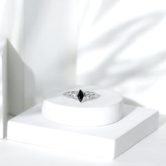 Marquise Cut Lab Grown Black Diamond Celtic Promise Ring