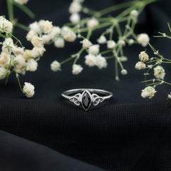 Marquise Cut Lab Grown Black Diamond Celtic Promise Ring