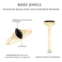 Marquise Cut Lab Grown Black Diamond Celtic Promise Ring