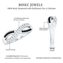 1 CT Channel Set Created Black Diamond Infinity Ring with Diamond
