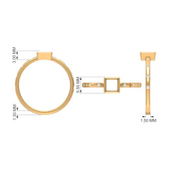 Princess Cut Fire Opal Solitaire Promise Ring with Diamonds