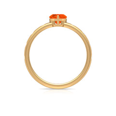 1/2 Carat Fire Opal Heart Engagement Ring with Diamond