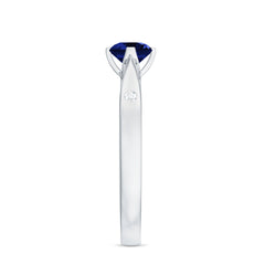 Certified 0.6 Carat Lab Grown Blue Sapphire Promise Ring with Diamond